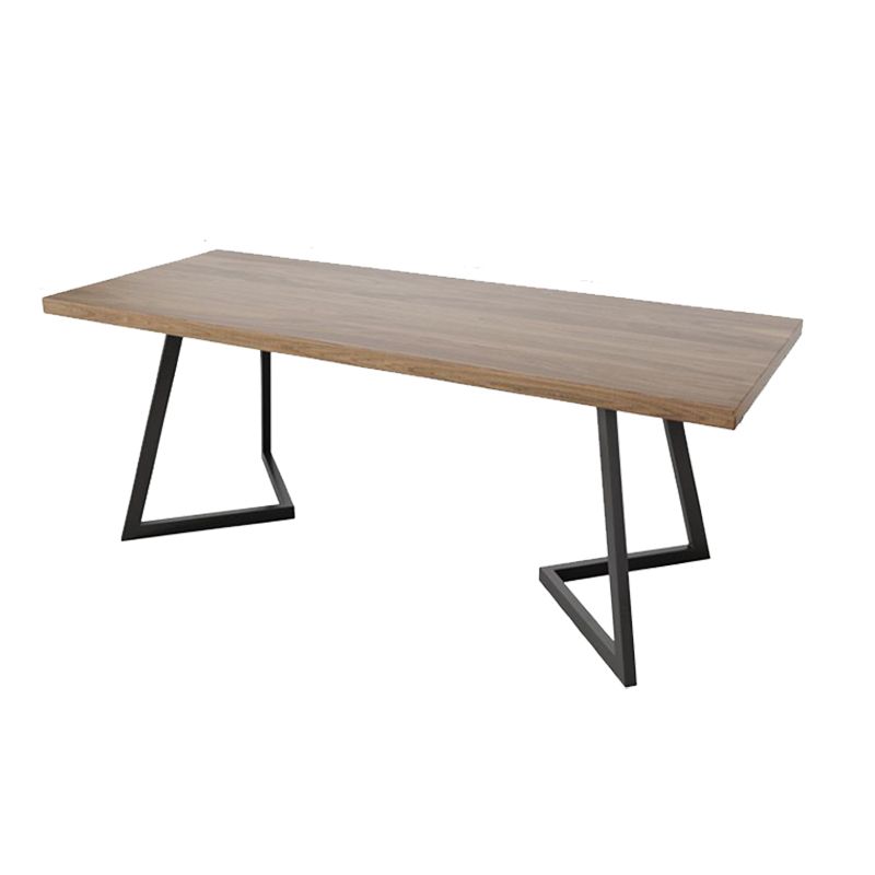 Industrial Double Pedestal Table Metal Frame Rectangle Dining Table Clearhalo 'Dining Tables & Seating' 'Dining Tables' 'dining_table' 'furn' 'furn_dining_table' 'Furniture' 'Kitchen & Dining Furniture' 1200x1200_90cb36f0-3ef0-4a5e-b83f-cc4b1b80b832