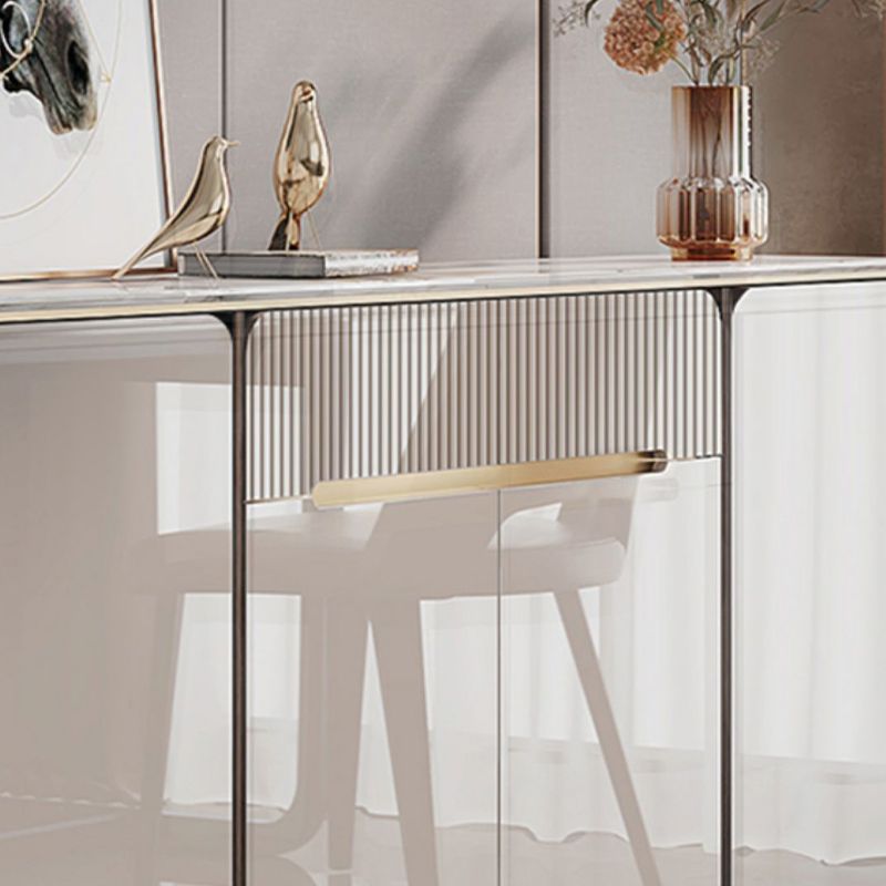 White Top Glam Buffet Sideboard Mirrored Cabinets 2-Drawer Dining Buffet Clearhalo 'buffet_sideboard' 'Buffets & Sideboards' 'furn' 'furn_buffet_sideboard' 'Furniture' 'Kitchen & Dining Furniture' 1200x1200_90cbdefe-eb8f-4dab-bcc7-3bd43416a26f