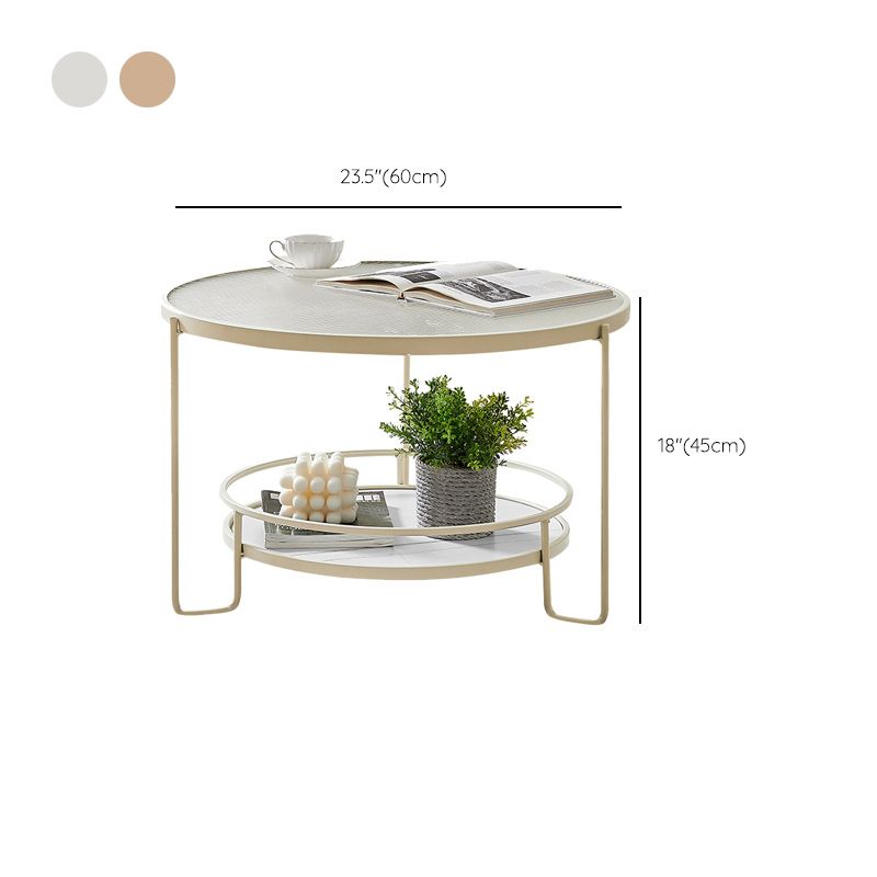 17.7" H Round Glass Coffee Table Iron 3 Legs Cocktail Table with Slate Shelf Clearhalo 'Coffee & Accent Tables' 'Coffee Tables' 'coffee_tables' 'furn' 'furn_coffee_tables' 'Furniture' 'Living Room Furniture' 1200x1200_90cc0bb8-cd42-4f35-80d7-9e302ecfa2a9