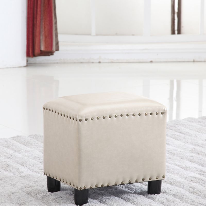 Rectangle moderne Pouf Ottoman Faux Leather Chair Ottoman avec garniture
