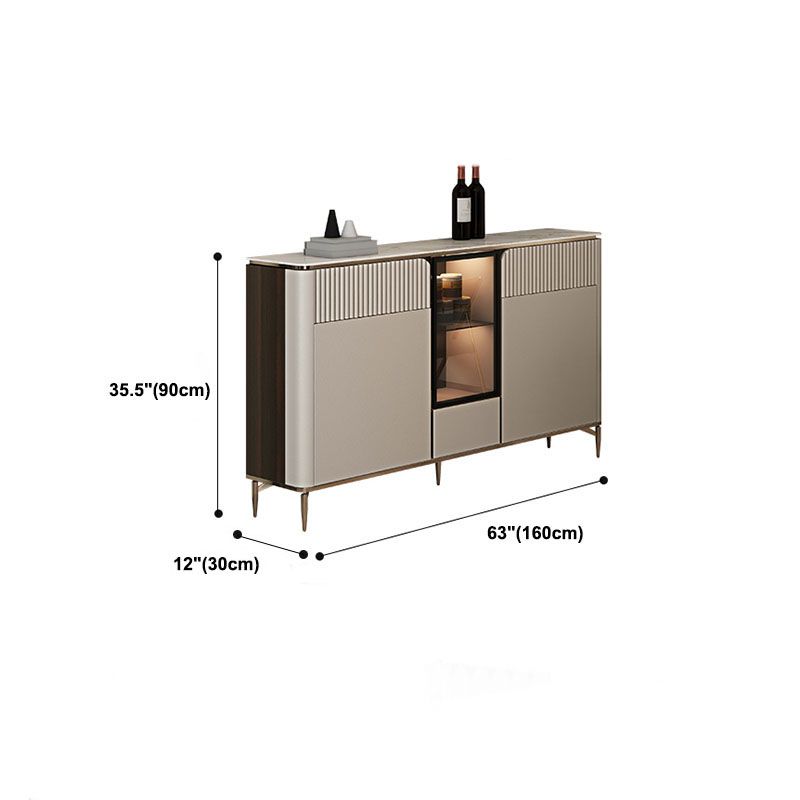Glam Style Buffet Sideboard White Sintered Stone Top Server with Door and Drawer Clearhalo 'buffet_sideboard' 'Buffets & Sideboards' 'furn' 'furn_buffet_sideboard' 'Furniture' 'Kitchen & Dining Furniture' 1200x1200_90cccb76-bedc-498e-a009-e9e911cb94c2