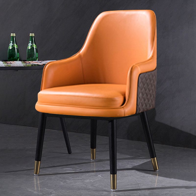 Contemporary Style Arm Solid Back Dining Chair Upholstered Dining Chairs Clearhalo ' kitchen&dining_furn' 'Dining Chairs' 'Dining Tables & Seating' 'dining_chair' 'furn' 'furn_dining_chair' 'Furniture' 'furniture_dining_chair' 'Kitchen & Dining Furniture' 'kitchen' 1200x1200_90cdcb77-36ab-4447-9927-714d6da7e9db