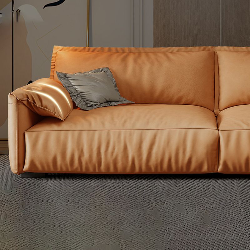 Orange Pillow Top Arm Sofa Modern 2/3/4-seater Faux Leather Sofa