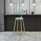 Tabouret de comptoir à dos de dos glamour tabouret de bar en fer avec coussin en velours et pédale pour la cuisine