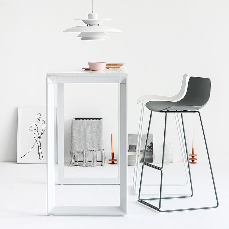 Modern Armless Backrest Counter Stool Steel Kitchen Bar Stool with Plastic Seat and Pedal Clearhalo 'Bar Furniture' 'Bar Stools' 'bar_stools' 'furn' 'furn_bar_stools' 'furniture_bar_stools' 'Kitchen & Dining Furniture' 'kitchen&dining_furn' 'kitchen' 'kitchen_furn' Furniture' 1200x1200_90d17019-2308-4fb8-9ef3-0463f96a13e1