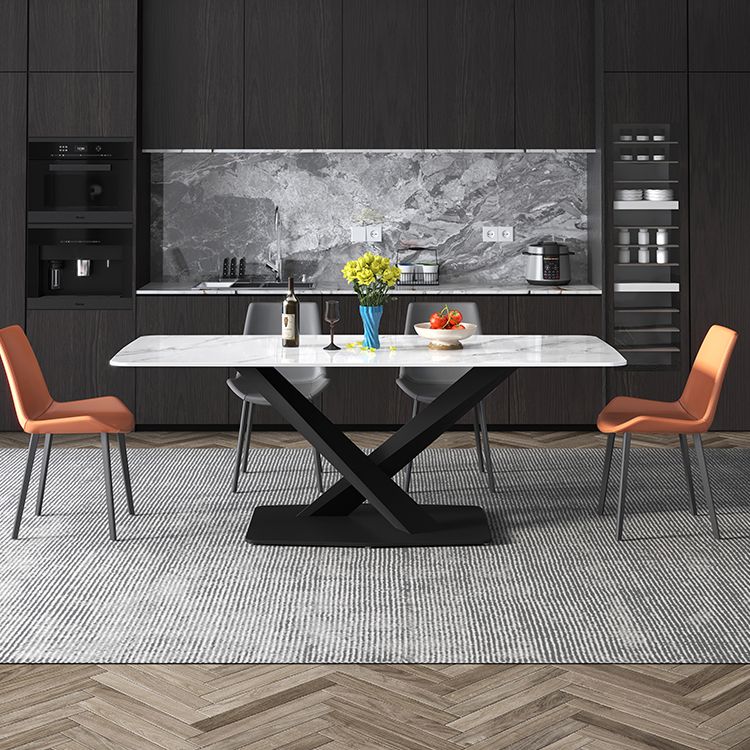 Industrial Sintered Stone Top Dining Table Standard Rectangle Shape Dining Table for Kitchen Clearhalo ' dining_table' 'Dining Tables & Seating' 'Dining Tables' 'furn' 'furn_dining_table' 'Furniture' 'furniture_dining_table' 'Kitchen & Dining Furniture' 'kitchen&dining_furn' 'kitchen' 'kitchen_dining_table' 1200x1200_90d29055-51f1-454b-ae70-d27122f4fb3f