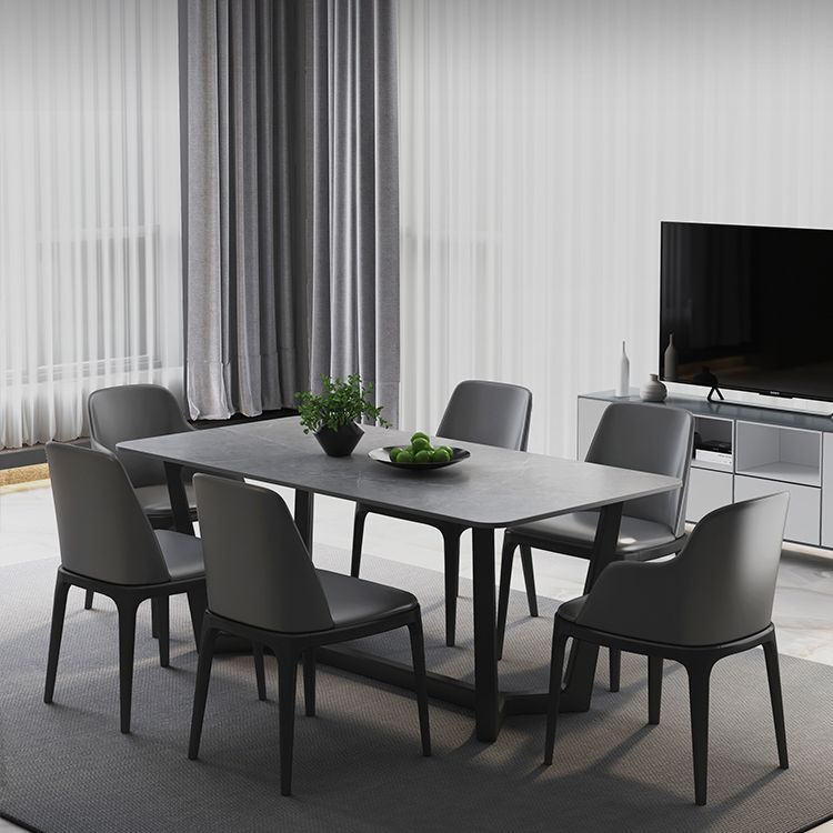 Modern 1/2/5/6/7 Pieces Dining Set Sintered Stone Dining Table with Leather Chairs Clearhalo 'Dining Room Sets' 'Dining Tables & Seating' 'dining_room_set' 'furn' 'furn_dining_room_set' 'Furniture' 'furniture_dining_room_set' 'Kitchen & Dining Furniture' 'kitchen&dining_furn' 'kitchen' 1200x1200_90d2fe9f-f8b2-49bb-a10b-254082bd498e