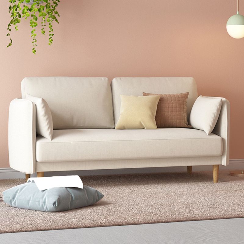 Sofá de brazo cuadrado estándar contemporáneo de lino para sala de estar, apartamento