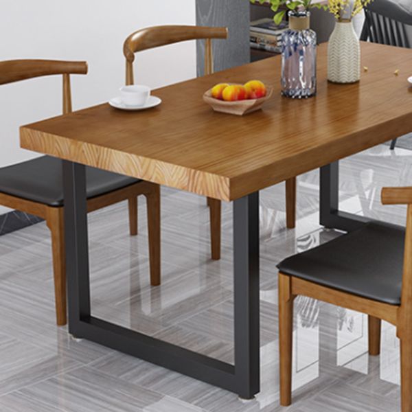 Industrial Style Wood Dining Table Dining Rectangle Table with Metal Legs