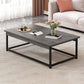 16.5" H Modern Rectangle Wooden Coffee Table Metal Frame Cocktail Table