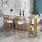 Contemporary Style Bar Table Set 1/3 Pieces Stone Bar table with Upholstered Stools
