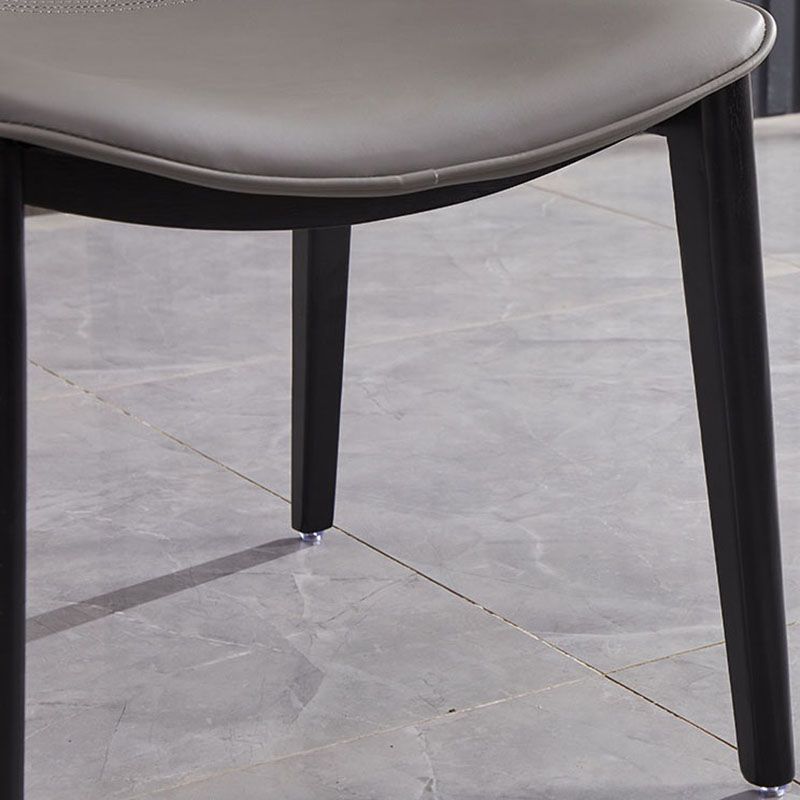 Industrial Home Solid Back Chair Leather Dining Chair with Black Legs Clearhalo ' kitchen&dining_furn' 'Dining Chairs' 'Dining Tables & Seating' 'dining_chair' 'furn' 'furn_dining_chair' 'Furniture' 'furniture_dining_chair' 'Kitchen & Dining Furniture' 'kitchen' 1200x1200_90d99f21-08b7-4c1c-93f5-d04189cd16cf