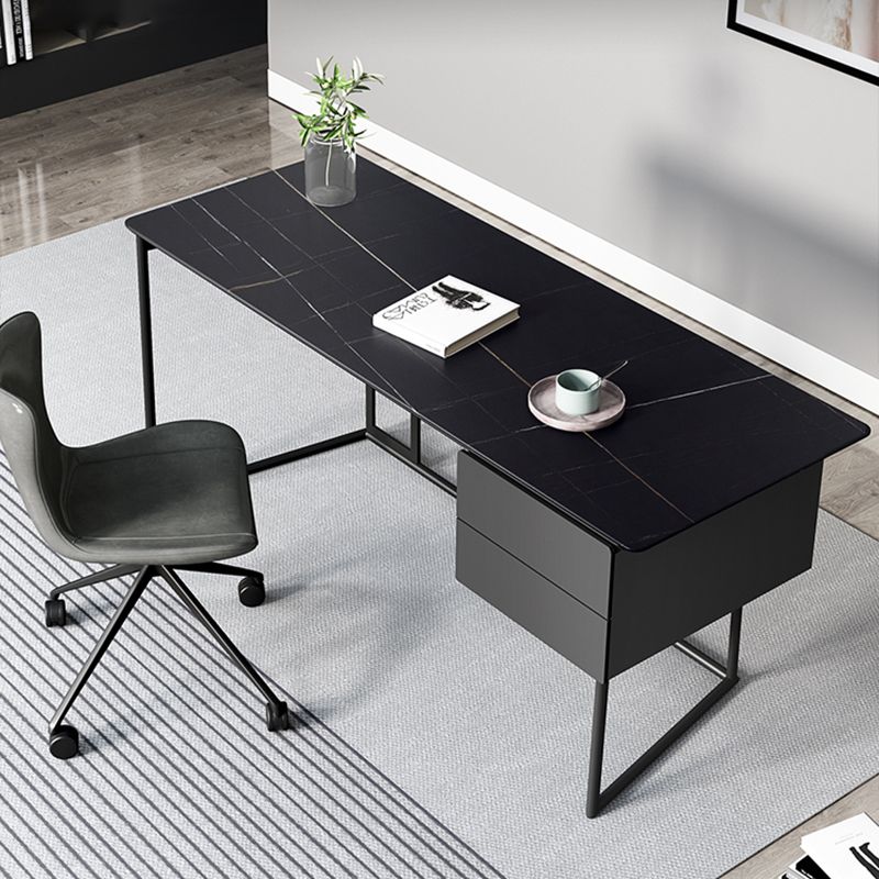 Modern Stone Top Office Desk Rectangle Task Desk with 2 Drawers for Home Clearhalo 'furn' 'furn_office_desk' 'Furniture' 'Office Desks' 'Office Furniture' 'office_desk' 1200x1200_90dbcb13-b3b9-4d2c-b1ed-ff8428a43242