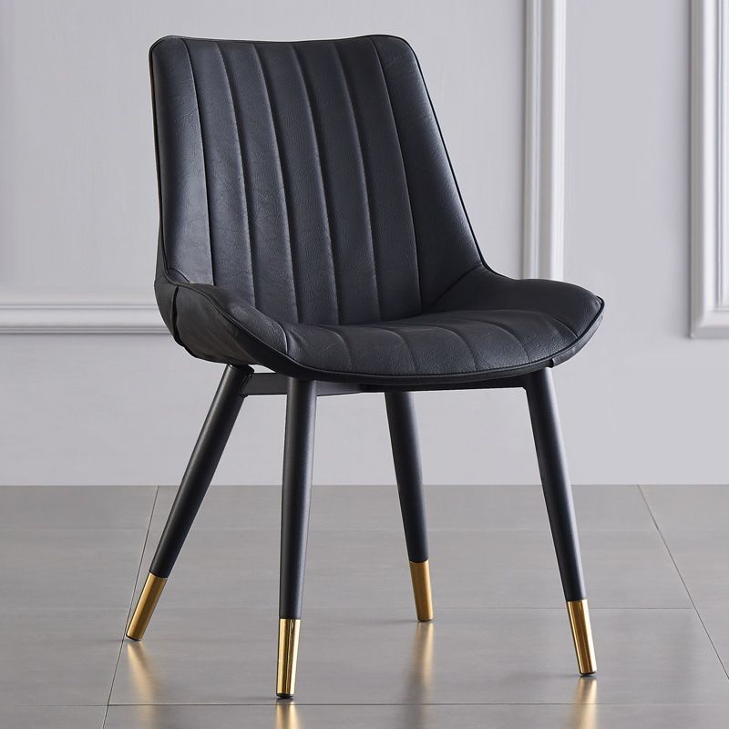 Modern Armless Dining Chairs Solid Back Leather Side Chairs with Metal Legs Clearhalo ' kitchen&dining_furn' 'Dining Chairs' 'Dining Tables & Seating' 'dining_chair' 'Furniture' 'furniture_dining_chair' 'Kitchen & Dining Furniture' 'kitchen' 1200x1200_90dcf13f-707d-4cac-a8b4-825ea2090187
