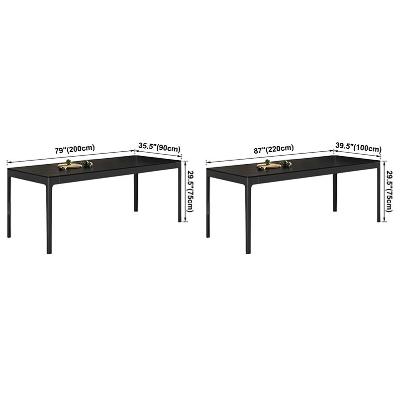 Modern Style Sintered Stone Dining Room Dinner Kitchen Table Black Rectangle Table Clearhalo ' dining_table' 'Dining Tables & Seating' 'Dining Tables' 'Furniture' 'furniture_dining_table' 'Kitchen & Dining Furniture' 'kitchen&dining_furn' 'kitchen' 'kitchen_dining_table' 1200x1200_90dcf710-ea1f-472d-863b-3a1a7347b963