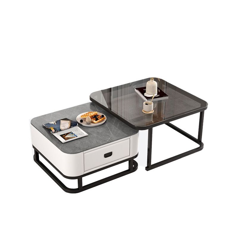 Frame Coffee Table Modern Slate Cocktail Table with Storage Drawers Clearhalo 'Coffee & Accent Tables' 'Coffee Tables' 'coffee_tables' 'furn' 'furn_coffee_tables' 'Furniture' 'Living Room Furniture' 1200x1200_90dda2f5-f094-4cb6-b889-6270102b4d79