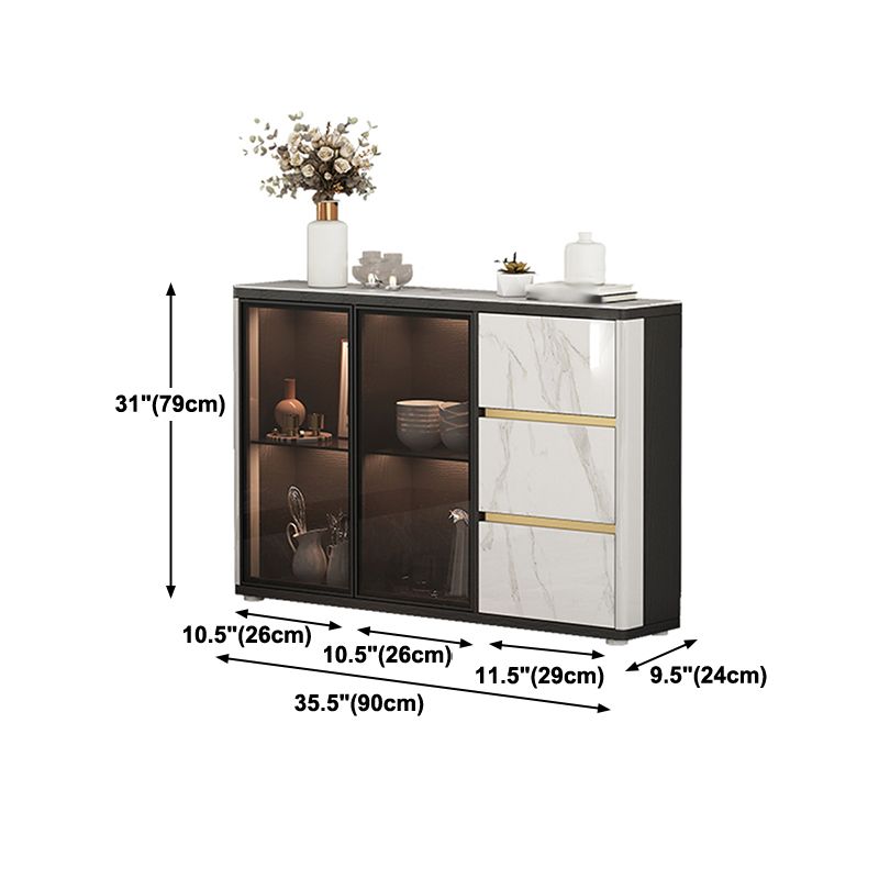 Glass Door Wood Sideboard Modern Credenza with Storage for Living Room Clearhalo 'buffet_sideboard' 'Buffets & Sideboards' 'furn' 'furn_buffet_sideboard' 'Furniture' 'Kitchen & Dining Furniture' 1200x1200_90df8a79-84e9-4f90-bbc1-02026b0a8b95