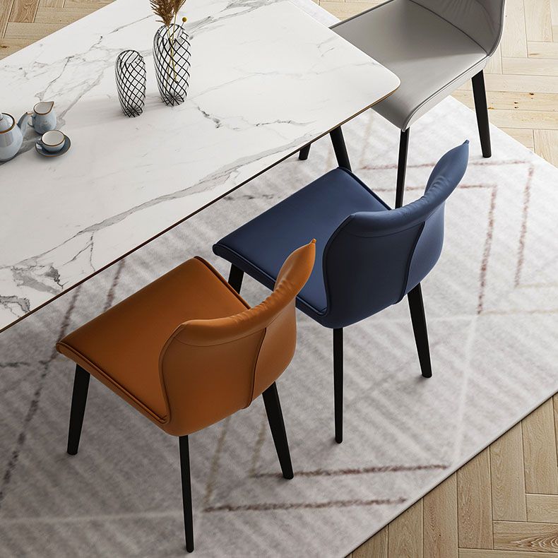 Contemporary Restaurant Leather Side Chair Matte Finish Solid Back Dining Chair Clearhalo 'Dining Chairs' 'Dining Tables & Seating' 'dining_chair' 'furn' 'furn_dining_chair' 'Furniture' 'Kitchen & Dining Furniture' 1200x1200_90e0a23c-8570-4d84-9291-8f9583e0625f