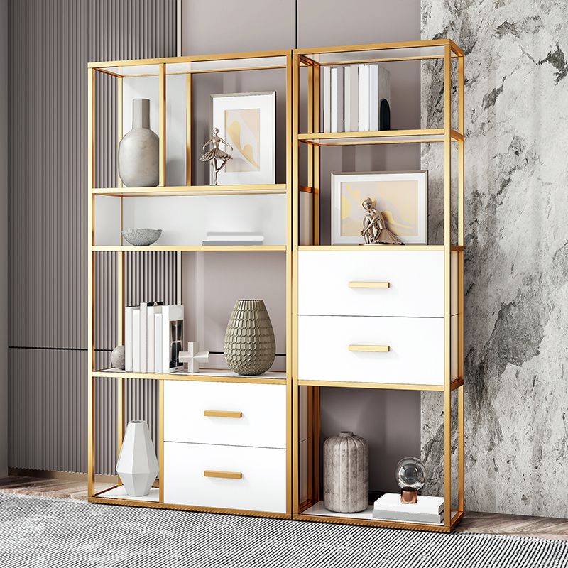 Glam Shelf Bookcase Metal Open Back Bookshelf for Study Room Clearhalo 'Bookcases' 'furn' 'furn_bookcases' 'Furniture' 'Office Furniture' 1200x1200_90e0c64b-1617-4c8e-a11f-0b5d64793634