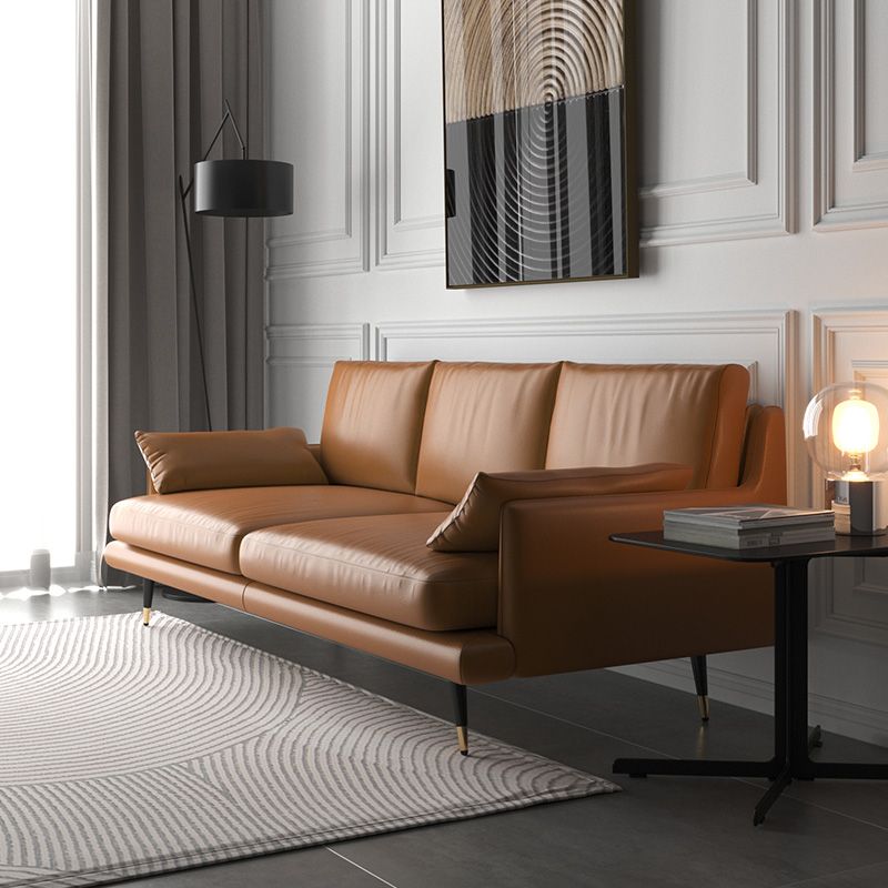 31.50" H Square Arm Modern Sofa with Cushions Dark Brown Standard Sofa Clearhalo 'furn' 'furn_sofas' 'Furniture' 'furniture_sofas' 'Living Room Furniture' 'Sofa' 'sofas' 1200x1200_90e10f7d-33c6-4716-b9be-8bc61c1899ca