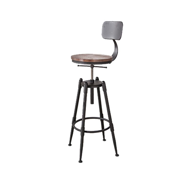 Industrial Footrest Adjustable Height Barstool Brown Pine Home Stool Clearhalo 'Bar Furniture' 'Bar Stools' 'bar_stools' 'furn' 'furn_bar_stools' 'Furniture' 'furniture_bar_stools' 'Kitchen & Dining Furniture' 1200x1200_90e24fe2-777e-4453-91bc-3e365929ab45