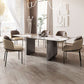 Mesa de comedor de piedra dorada Base gris rectangular mesa moderna