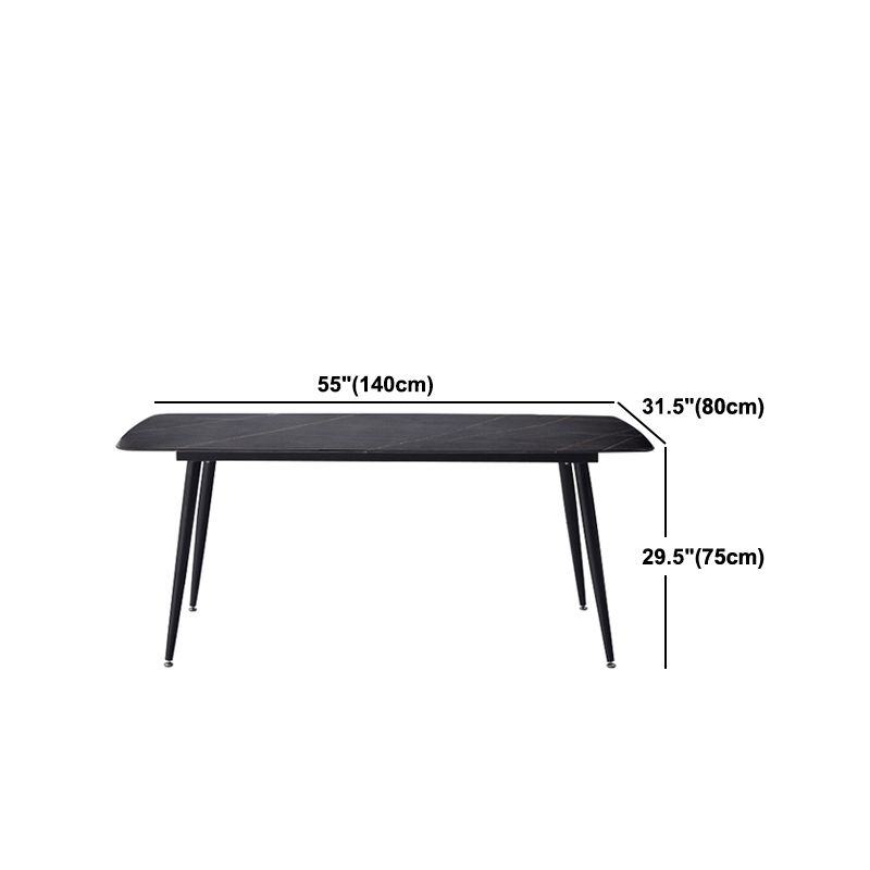 Industrial Dining Table with Black Stone Rectangle Dining Table for Kitchen Clearhalo 'Dining Tables & Seating' 'Dining Tables' 'dining_table' 'furn' 'furn_dining_table' 'Furniture' 'Kitchen & Dining Furniture' 1200x1200_90e39a41-1974-42f0-a257-68e9ece5cfaa