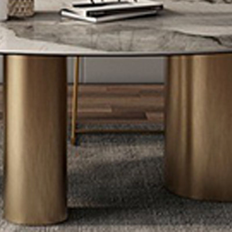 Modern Oval Table Stainless Steel Base Dining Table with 3 Legs