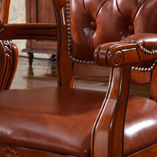 Upholstered Victorian Dining Armchairs Tufted Arm Chairs with Wood Legs (Set of 2) Clearhalo ' kitchen&dining_furn' 'Dining Chairs' 'Dining Tables & Seating' 'dining_chair' 'furn' 'furn_dining_chair' 'Furniture' 'furniture_dining_chair' 'Kitchen & Dining Furniture' 'kitchen' 1200x1200_90e532c7-d186-4218-9a24-18ec5c091aa0