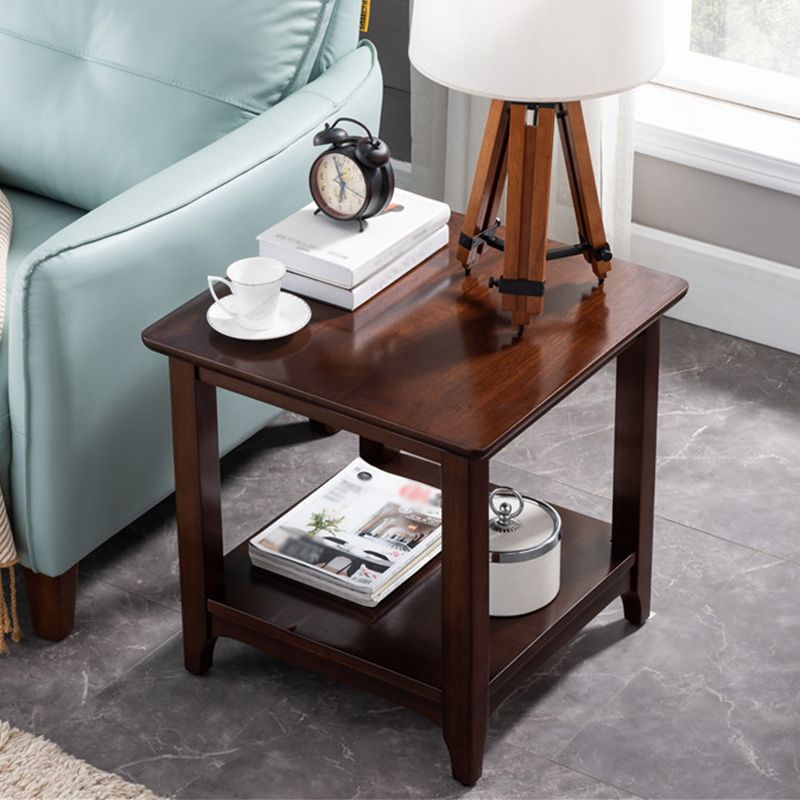 Country Double Tier Wood End Table 4 Legs Sofa Side Table with Shelf Clearhalo 'Coffee & Accent Tables' 'End & Side Tables' 'end_side_tables' 'furn' 'furn_end_side_tables' 'Furniture' 'Living Room Furniture' 1200x1200_90e74c87-2ea8-41ee-8668-c16a1790f61c