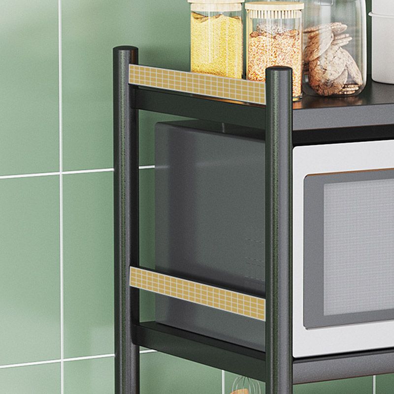 モダンなダイニングルーム準備テーブルロッキングホイール付きブラックキッチントロリー