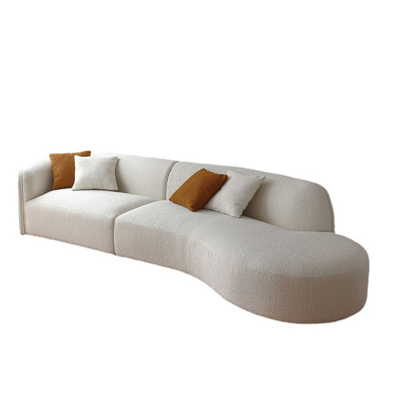 Scandinavian Curved Sofa with Chaise 49.21-In D 4-Seater Sofa