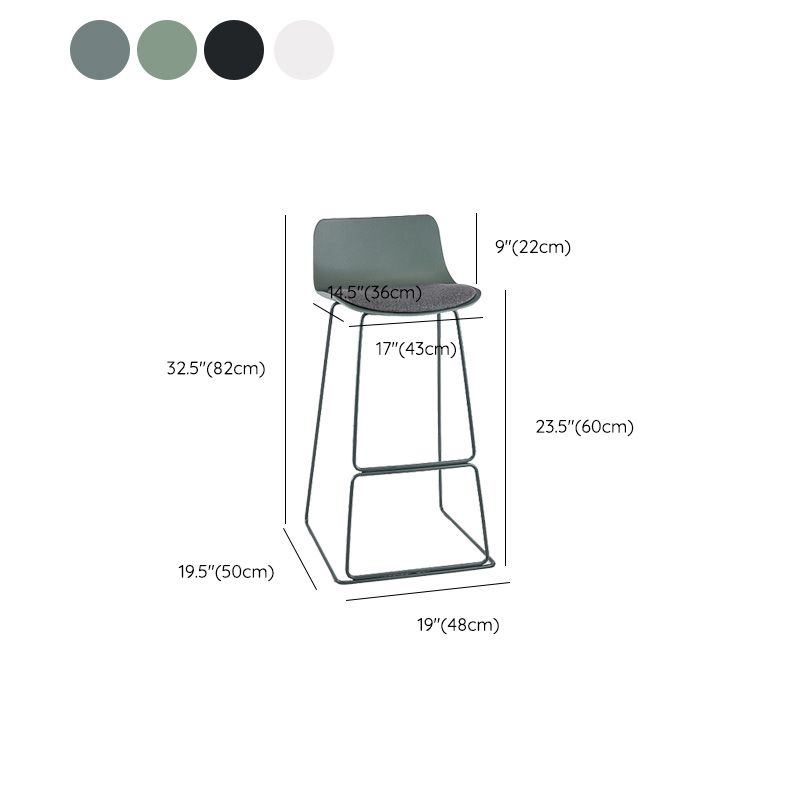 Scandinavian Low Back Bar Stool Plastic Stool with Metal Base