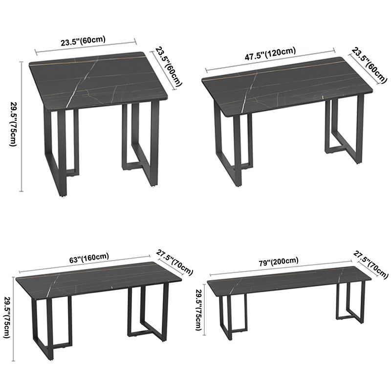 Industrial Sintered Stone Dinner Room Kitchen Table Black Sled Table for Dining Room Clearhalo ' dining_table' 'Dining Tables & Seating' 'Dining Tables' 'furn' 'furn_dining_table' 'Furniture' 'furniture_dining_table' 'Kitchen & Dining Furniture' 'kitchen&dining_furn' 'kitchen' 'kitchen_dining_table' 1200x1200_90eb8147-2cbf-4b25-ac34-155dd91cc792