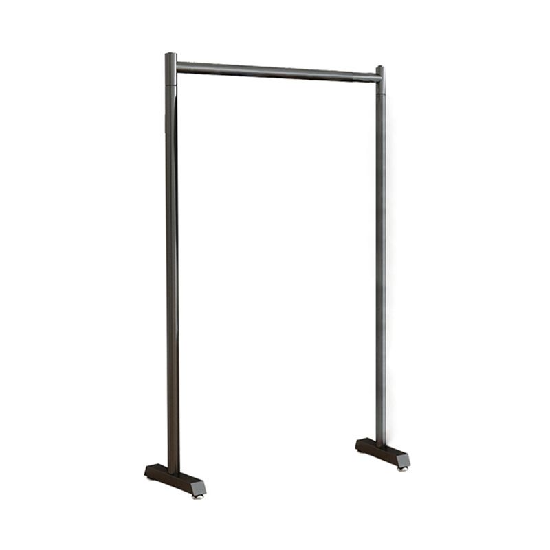 Armadiet in acciaio inossidabile a armadio aperto in stile contemporaneo con asta di abbigliamento