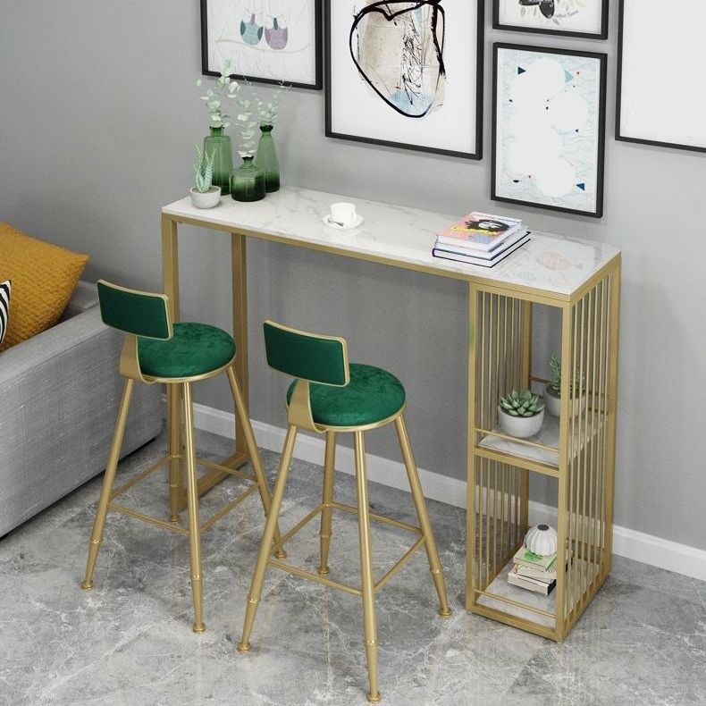 Bancone della barra del rettangolo glam nordico contropiede con gambe metalliche