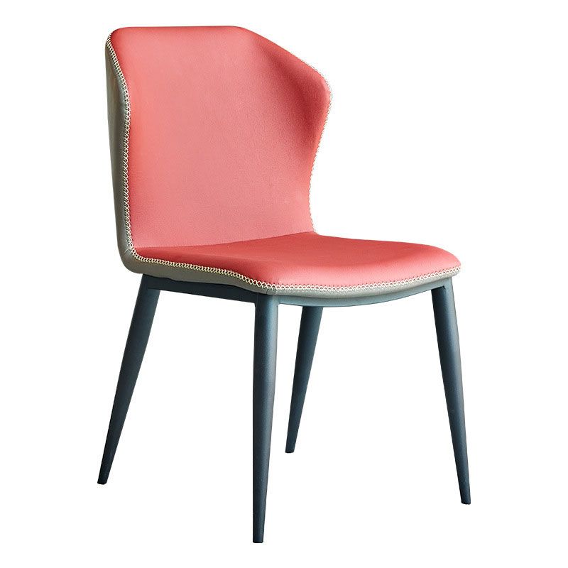 工業デザインウィングバックアームレスチェアフェイクレザーダイニングチェア