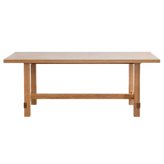 Modern Rectangle Dining Table Solid Wood Dinner Table with Trestle Base