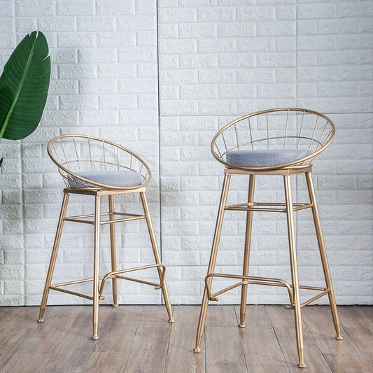 Glam Metal Bar and Counter Stool Round Low Back Stool with 4 Legs Clearhalo 'Bar Furniture' 'Bar Stools' 'bar_stools' 'furn' 'furn_bar_stools' 'Furniture' 'furniture_bar_stools' 'Kitchen & Dining Furniture' 1200x1200_90f12143-5149-4582-88f5-c21eaf383148