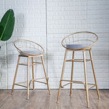 Glam Metal Bar and Counter Stool Round Low Back Stool with 4 Legs Clearhalo 'Bar Furniture' 'Bar Stools' 'bar_stools' 'furn' 'furn_bar_stools' 'Furniture' 'furniture_bar_stools' 'Kitchen & Dining Furniture' 1200x1200_90f12143-5149-4582-88f5-c21eaf383148