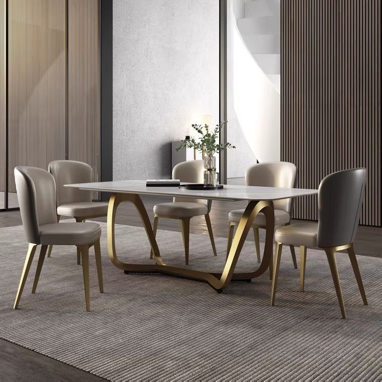 Glam-stijl eettafel stenen rechthoekige eettafel in wit