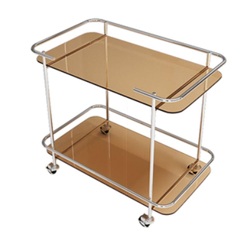 Mesa final de vidrio contemporánea con estante de ruedas incluye 25.6 "W Mesa auxiliar