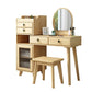 Ensemble de vanité en bois avec tabouret et miroir