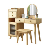 Ensemble de vanité en bois avec tabouret et miroir