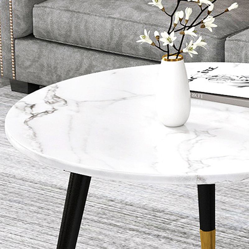 Contemporary Round Coffee Table with 3 Metal Legs and Wooden Top Clearhalo 'Coffee & Accent Tables' 'Coffee Tables' 'coffee_tables' 'furn' 'furn_coffee_tables' 'Furniture' 'Living Room Furniture' 1200x1200_90f33b57-15ef-46ce-917d-e13b2fedcfa9