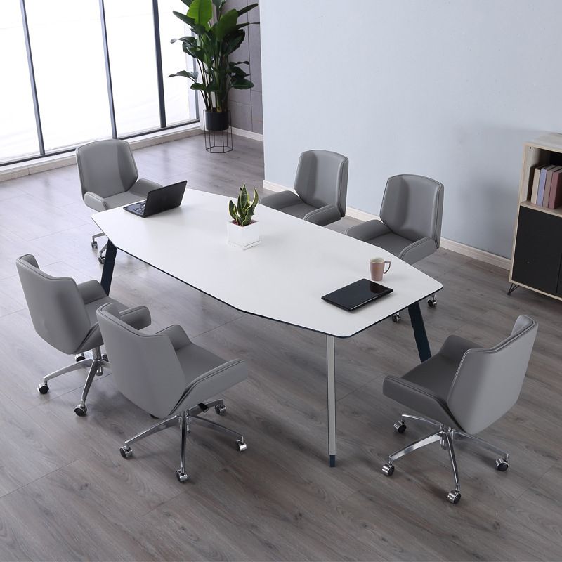 Contemporary Faux Leather Ergonomic Chair Mid-Back Conference Swivel Chair Clearhalo 'furn' 'furn_office_chair' 'Furniture' 'Office Chairs' 'Office Furniture' 'office_chair' 1200x1200_90f35d03-cd89-4a22-85c0-aadbcbf3d7dc