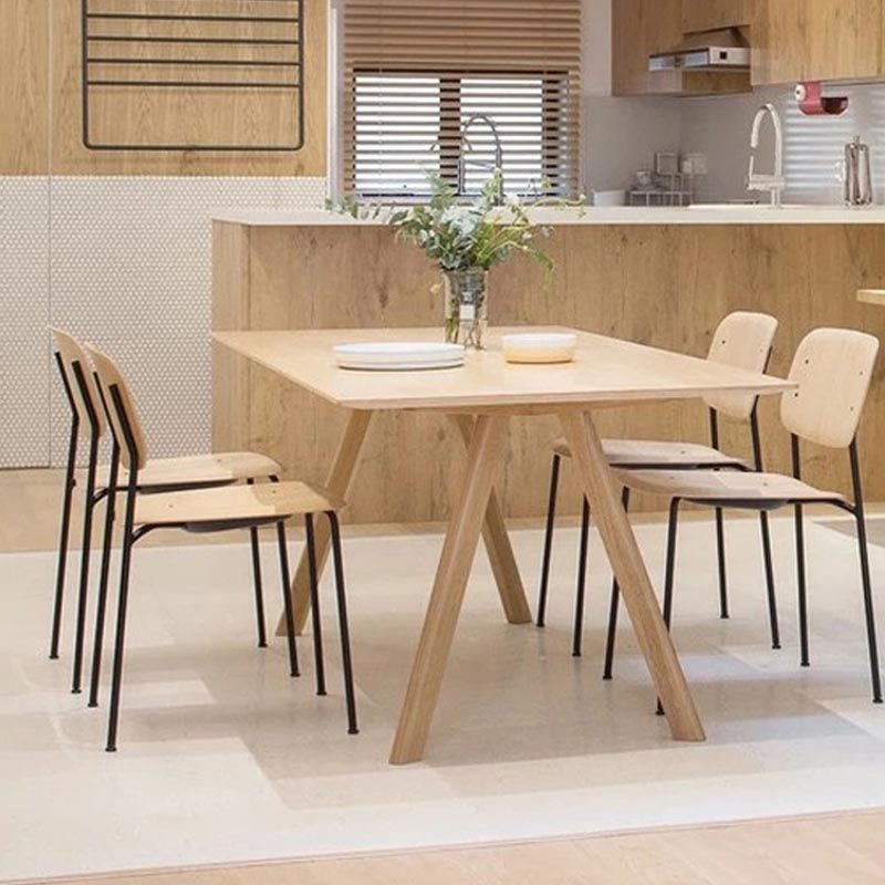 Armless Dining Chairs Wood Open Back Dining Side Furniture in Matte Finish Clearhalo 'Dining Chairs' 'Dining Tables & Seating' 'dining_chair' 'furn' 'furn_dining_chair' 'Furniture' 'Kitchen & Dining Furniture' 1200x1200_90f4815b-de34-431a-8559-fffaf26d3835