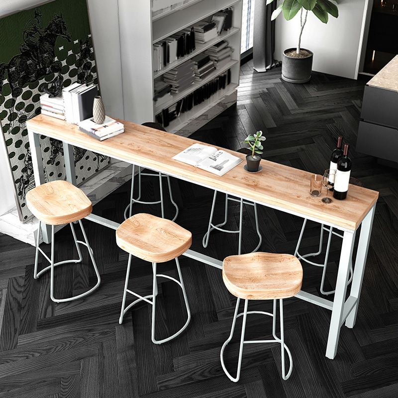 Contemporary Rectangle Bistro Bar Desk Solid Wood Trestle Base Bar Dining Table Clearhalo 'Bar Furniture' 'Bar Tables' 'bar_tables' 'furn' 'furn_bar_tables' 'Furniture' 'Kitchen & Dining Furniture' 1200x1200_90f50cca-aabc-41f6-8128-48c3eef5f943