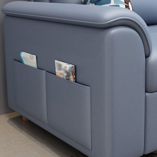 Cotton Blend and Faux Leather Biscuit Back Pillow Top Arm Couch Bed