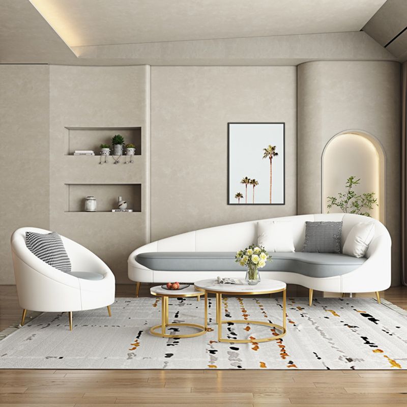 Contemporary Sloped Arm Curved Sofa Sewn Pillow Back Sofa for Living Room, Apartment Clearhalo 'furn' 'furn_sofas' 'Furniture' 'Living Room Furniture' 'Sofa' 'sofas' 1200x1200_90f7d36a-003f-498f-b70d-63313a37a27f